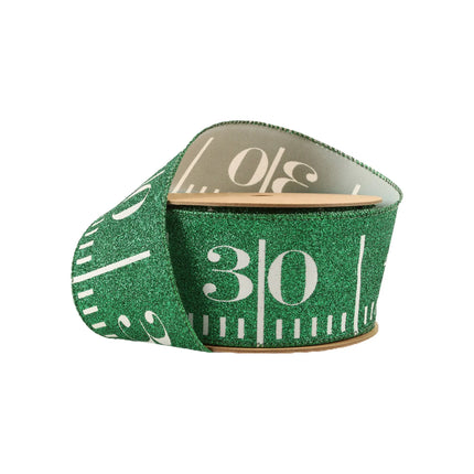 Green Glitter Football Yardage and Orange Solid Assorted with Black Striped Canvas Ribbon |3 Rolls |30 Yards LaRibbons and Crafts