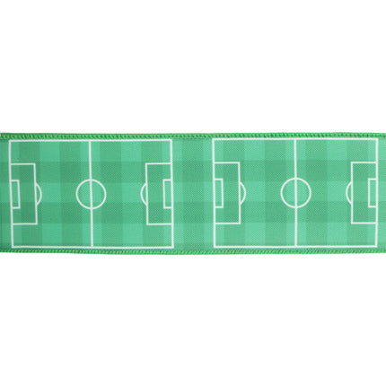 Glitter Soccer Balls and Soccer Field with Black Striped Canvas Ribbon |4 Rolls |40 Yards