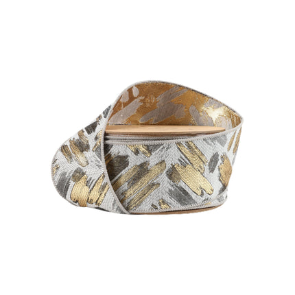 2 1/2" Wired Ribbon Tapestry | Neutral/Silver/Gold | 10 Yard Roll LaRibbons and Crafts