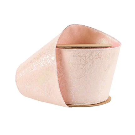 4" Wired Ribbon | Lt Pink Iridescent Scribbles | 10 Yard Roll LaRibbons and Crafts