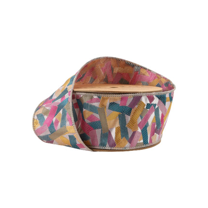 2 1/2" Wired Ribbon Confetti | Silver/Hot Pink | 10 Yard Roll LaRibbons and Crafts