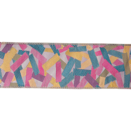 2 1/2" Wired Ribbon Confetti | Silver/Hot Pink | 10 Yard Roll LaRibbons and Crafts