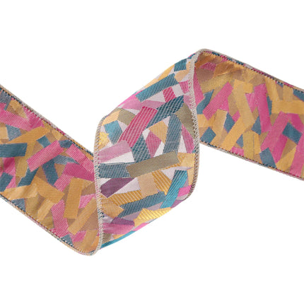 2 1/2" Wired Ribbon Confetti | Silver/Hot Pink | 10 Yard Roll LaRibbons and Crafts