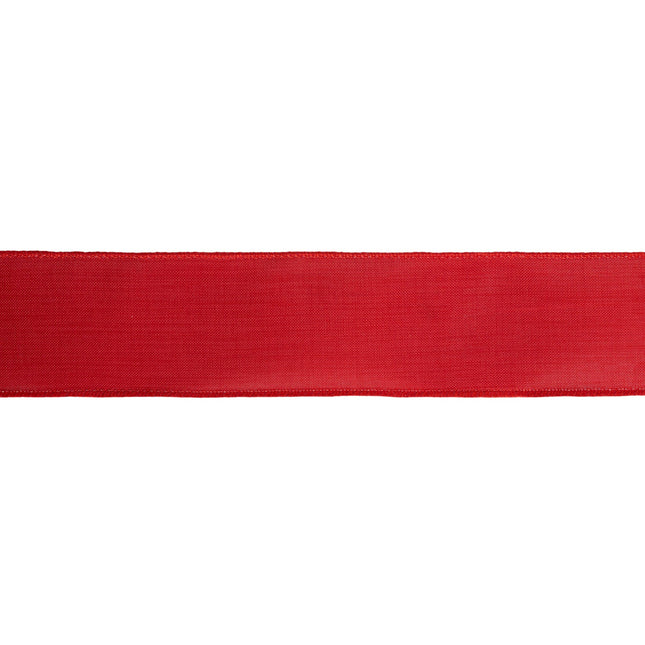 2 1/2" Wired Ribbon | Red Linen | 10 Yard Roll LA Ribbons Wholesale