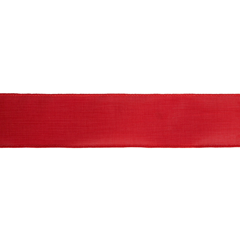 2 1/2" Wired Ribbon | Red Linen | 10 Yard Roll LA Ribbons Wholesale