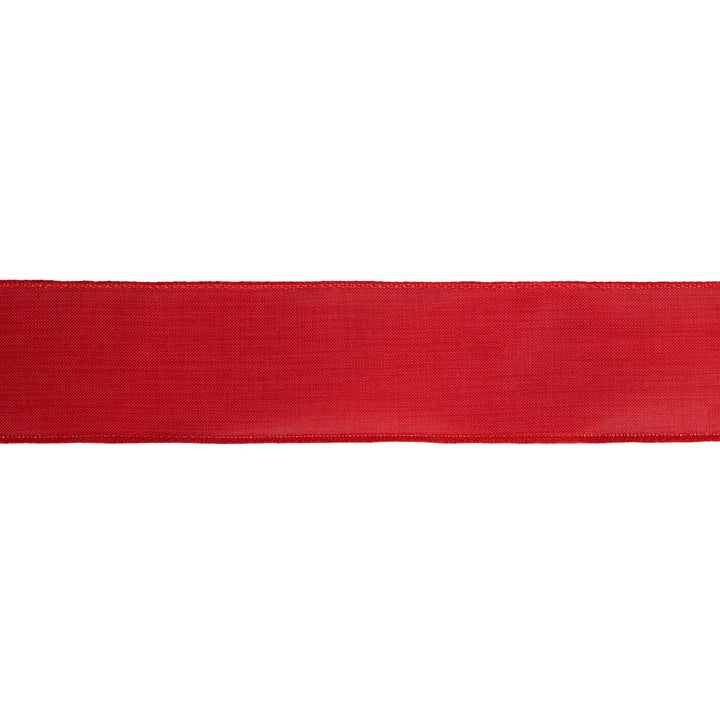 2 1/2" Wired Ribbon | Red Linen | 10 Yard Roll LA Ribbons Wholesale
