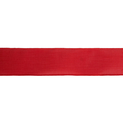 2 1/2" Wired Ribbon | Red Linen | 50 Yard Roll LA Ribbons Wholesale