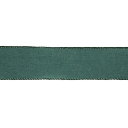 2 1/2" Wired Ribbon | Green Linen | 10 Yard Roll LA Ribbons Wholesale