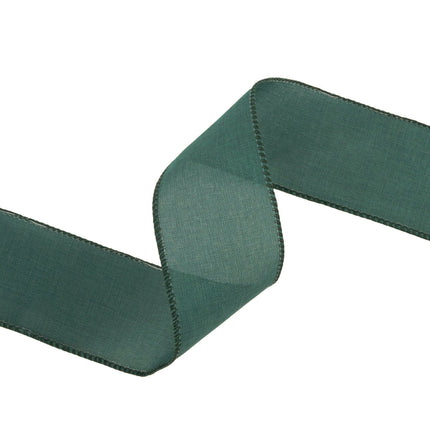 2 1/2" Wired Ribbon | Green Linen | 10 Yard Roll LA Ribbons Wholesale