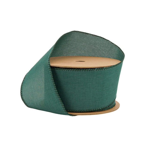 2 1/2" Wired Ribbon | Green Linen | 10 Yard Roll LA Ribbons Wholesale