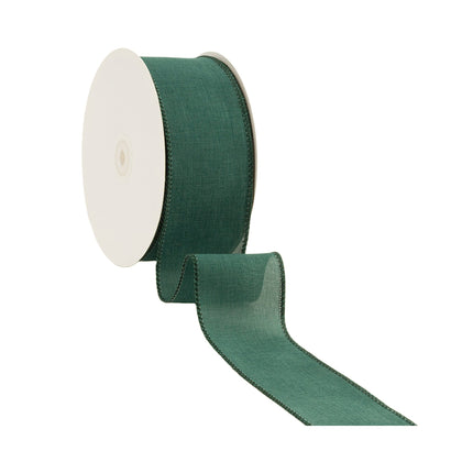 2 1/2" Wired Ribbon | Green Linen | 50 Yard Roll LA Ribbons Wholesale