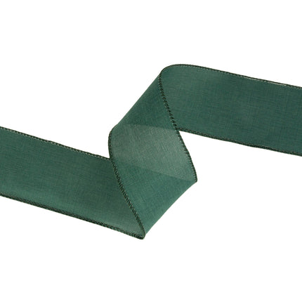 2 1/2" Wired Ribbon | Green Linen | 50 Yard Roll LA Ribbons Wholesale