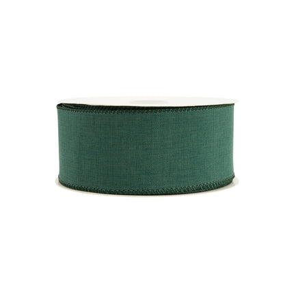 2 1/2" Wired Ribbon | Green Linen | 50 Yard Roll LA Ribbons Wholesale