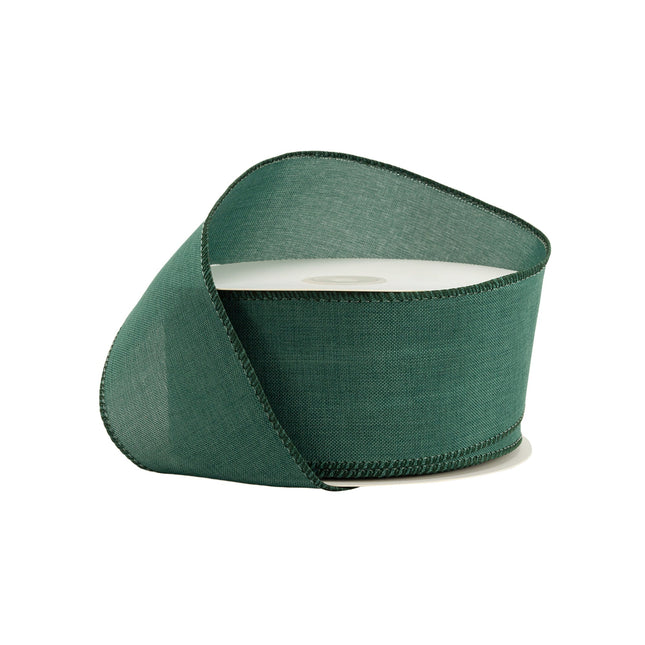 2 1/2" Wired Ribbon | Green Linen | 50 Yard Roll LA Ribbons Wholesale
