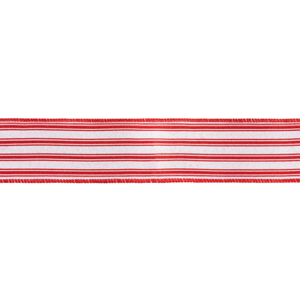 2 1/2" Wired Ribbon | Red Ticking Stripe | 10 Yard Roll LaRibbons and Crafts