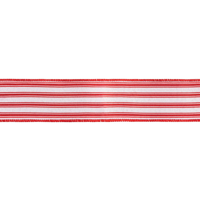 2 1/2" Wired Ribbon | Red Ticking Stripe | 10 Yard Roll LaRibbons and Crafts