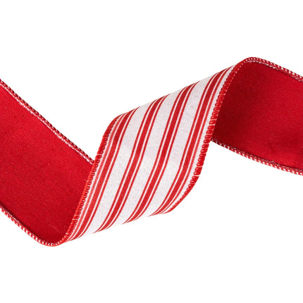 2 1/2" Wired Ribbon | Red Ticking Stripe | 10 Yard Roll LaRibbons and Crafts