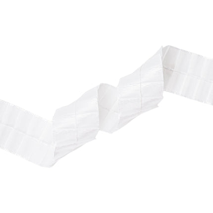 1" Pleated Ribbon | White | 10 Yard Roll LaRibbons Wholesale