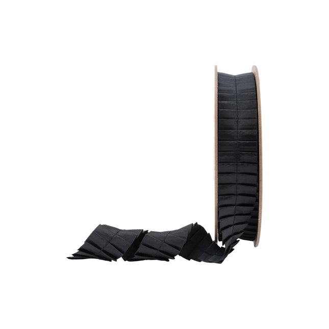 1" Pleated Ribbon | Black | 10 Yard Roll LaRibbons Wholesale