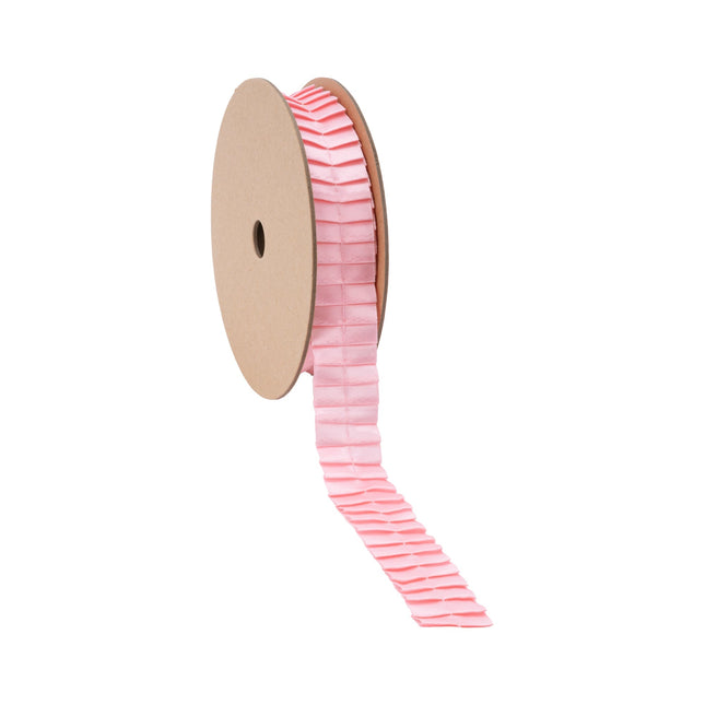 1" Pleated Ribbon | Pink | 10 Yard Roll LaRibbons Wholesale