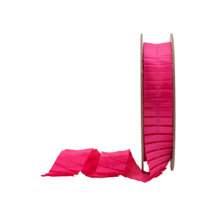 1" Pleated Ribbon | Shocking Pink | 10 Yard Roll LaRibbons Wholesale