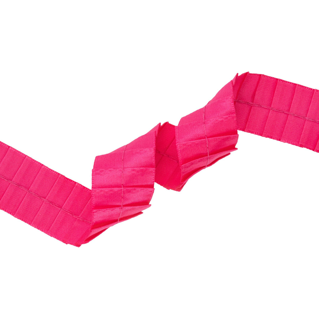 1" Pleated Ribbon | Shocking Pink | 10 Yard Roll