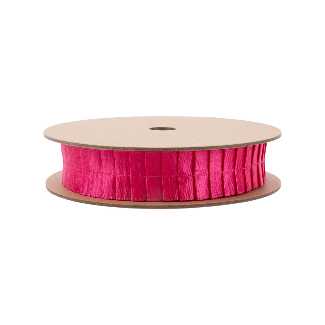 1" Pleated Ribbon | Shocking Pink | 10 Yard Roll