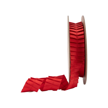 1" Pleated Ribbon | Red | 10 Yard Roll LaRibbons Wholesale