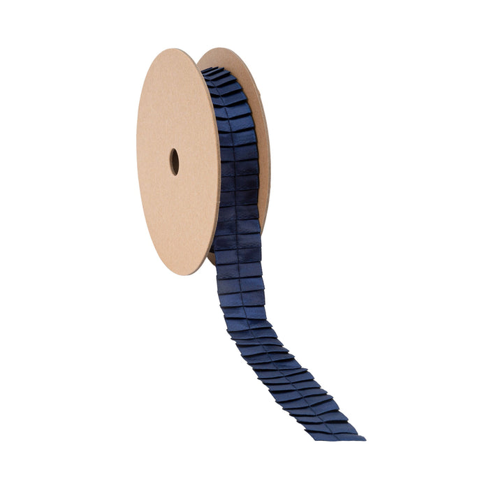 1" Pleated Ribbon | Navy | 10 Yard Roll LaRibbons Wholesale