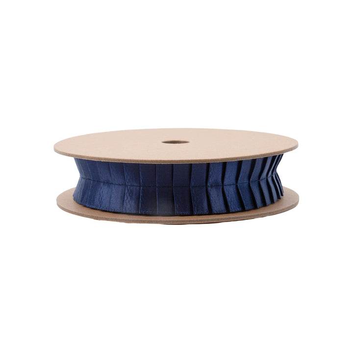 1" Pleated Ribbon | Navy | 10 Yard Roll LaRibbons Wholesale