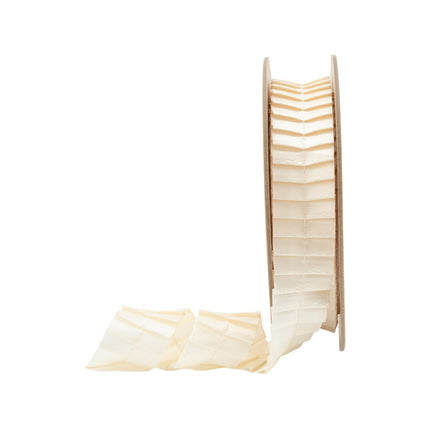 1" Pleated Ribbon | Ivory | 10 Yard Roll LaRibbons Wholesale