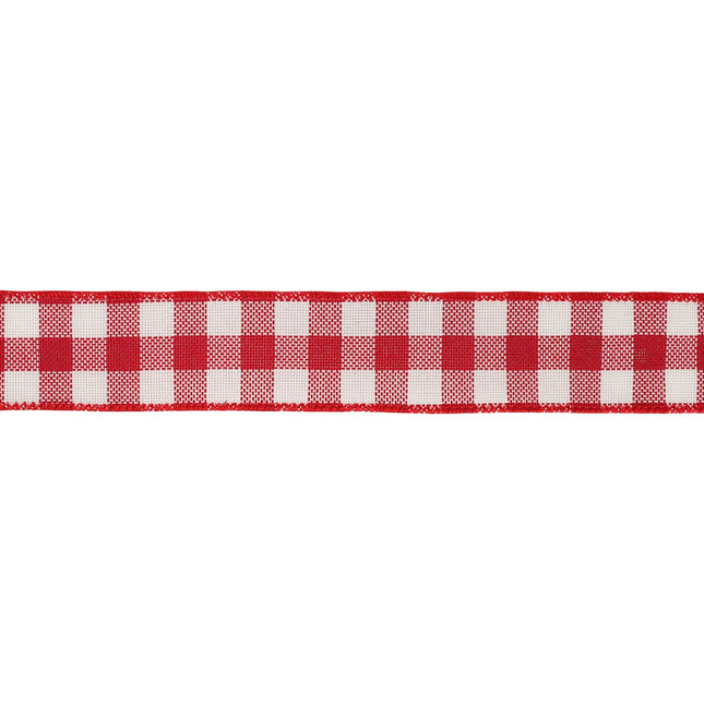 1 1/2" Wired Ribbon | Red and White Check | 10 Yard Roll LaRibbons and Crafts