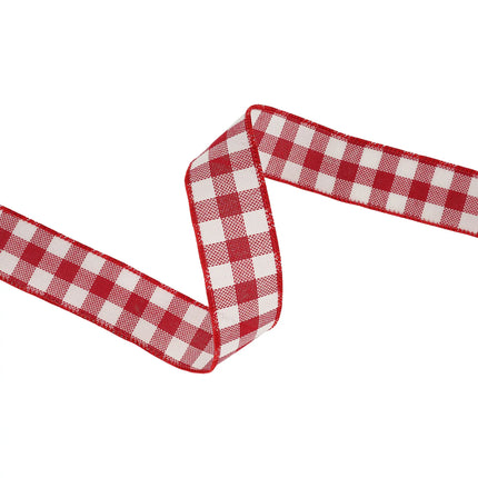 1 1/2" Wired Ribbon | Red and White Check | 10 Yard Roll LaRibbons and Crafts