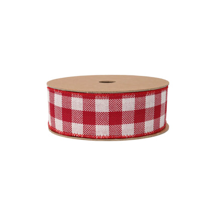 1 1/2" Wired Ribbon | Red and White Check | 10 Yard Roll LaRibbons and Crafts