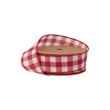 1 1/2" Wired Ribbon | Red and White Check | 10 Yard Roll LaRibbons and Crafts