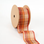 2 1/2" Wired Ribbon | "Plaid" Orange/Yellow | 10 Yard Roll