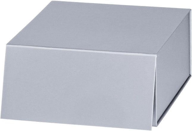8" x 8" x 4" Collapsible Gift Box w/ Magnetic Square Flap Lid - Silver LaRibbons and Crafts