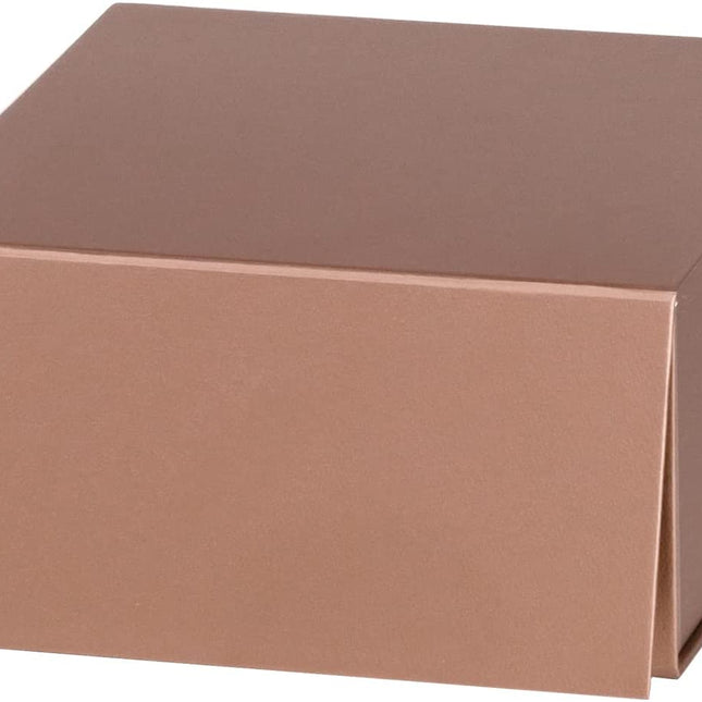 8" x 8" x 4" Collapsable Gift Box w/ 2-pcs White Tissue Paper & Magnetic Square Flap Lid | Rose Gold LaRibbons and Crafts