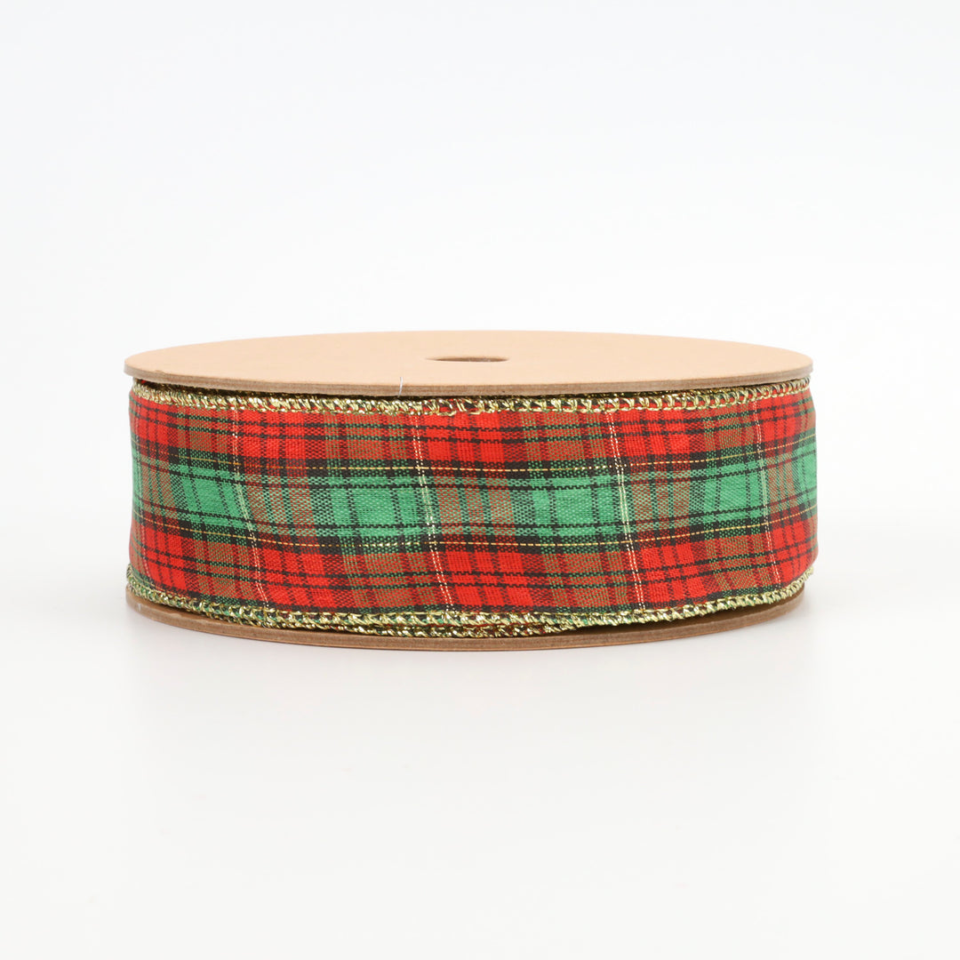 1 1/2" Wired Ribbon | Holiday Plaid | 10 Yard Roll