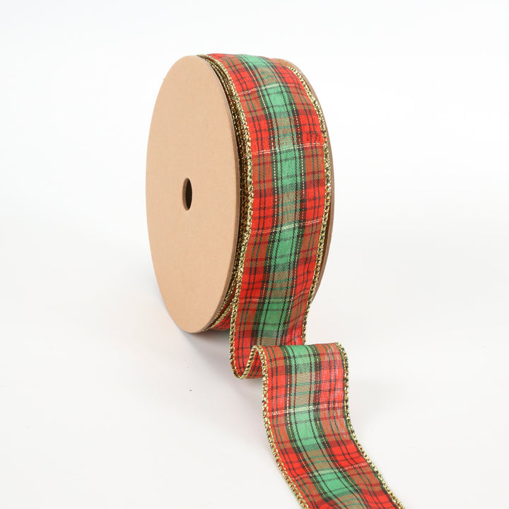 1 1/2" Wired Ribbon | Holiday Plaid | 10 Yard Roll