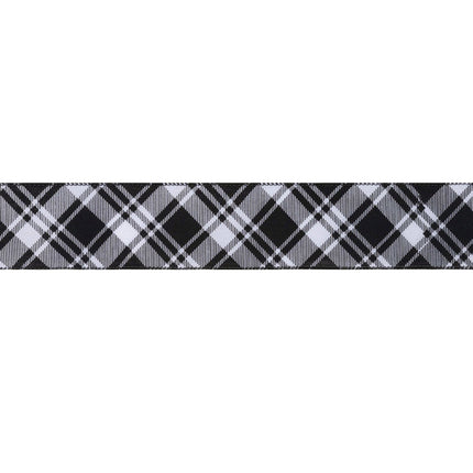 2 1/2" Wired Ribbon | Black White Bias Plaid | 10 Yard Roll LaRibbons and Crafts