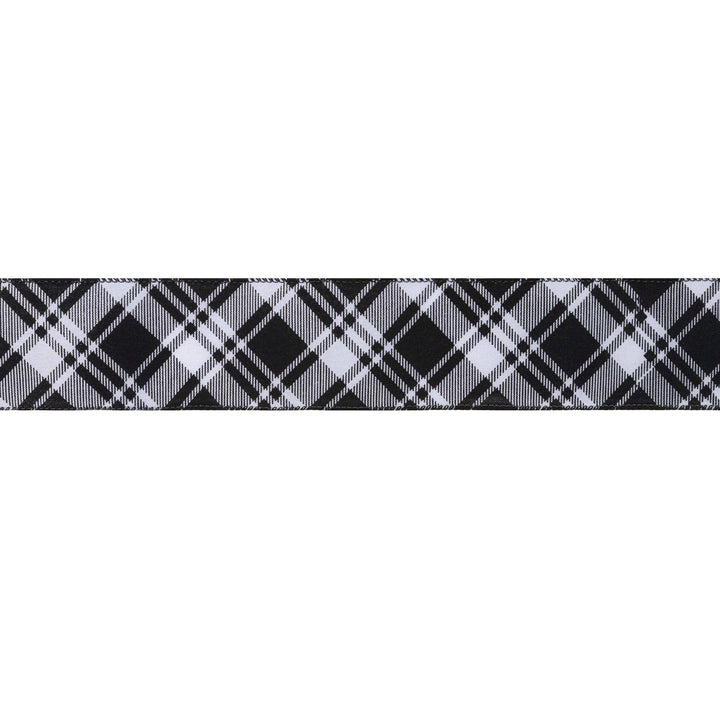 2 1/2" Wired Ribbon | Black White Bias Plaid | 10 Yard Roll LaRibbons and Crafts