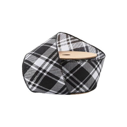 2 1/2" Wired Ribbon | Black White Bias Plaid | 10 Yard Roll LaRibbons and Crafts