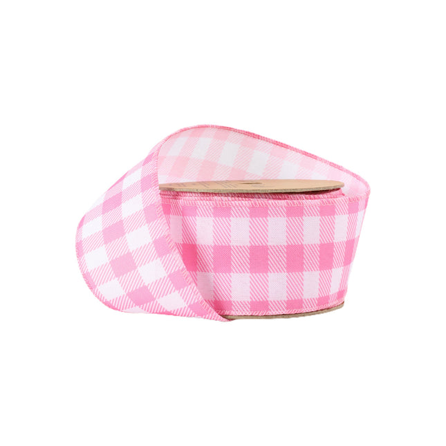 2 1/2" Wired Ribbon | White/Pink Spring Gingham | 10 Yard Roll LaRibbons and Crafts