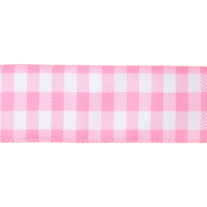 2 1/2" Wired Ribbon | White/Spring Gingham | 10 Yard Roll | 4 Color Options