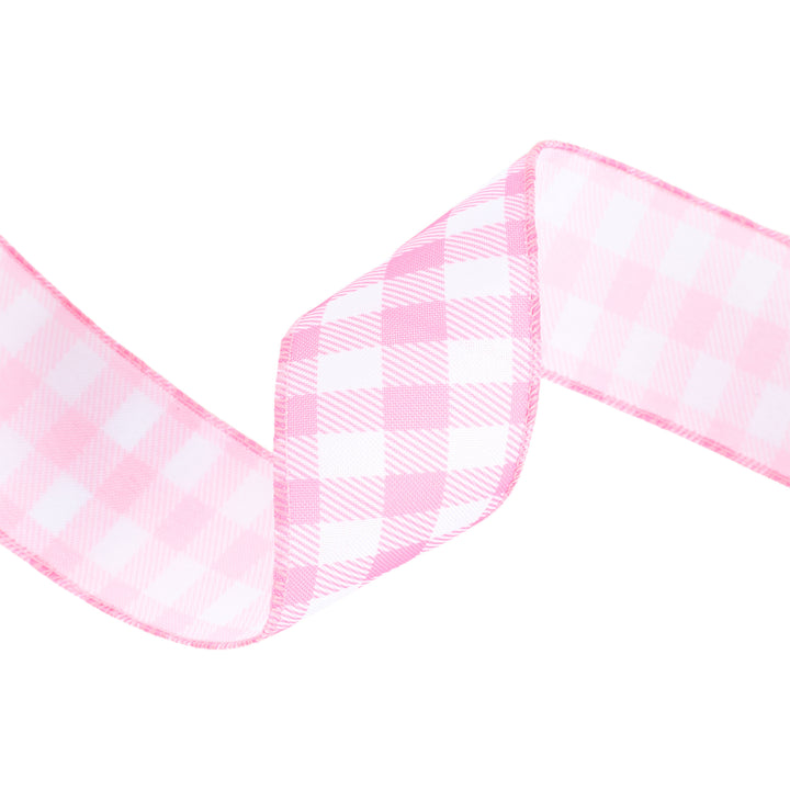 2 1/2" Wired Ribbon | White/Spring Gingham | 10 Yard Roll | 4 Color Options