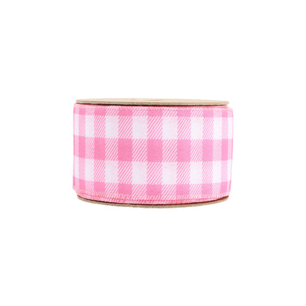 2 1/2" Wired Ribbon | White/Pink Spring Gingham | 10 Yard Roll LaRibbons and Crafts