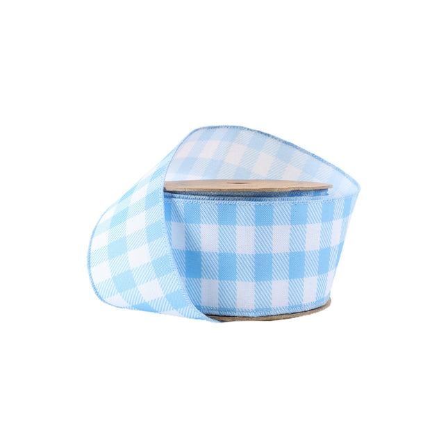 2 1/2" Wired Ribbon | White/Blue Spring Gingham | 10 Yard Roll LaRibbons and Crafts