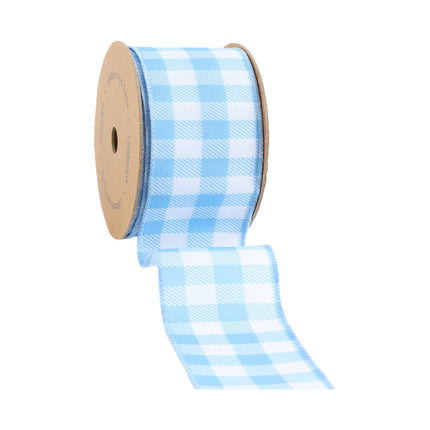 2 1/2" Wired Ribbon | White/Blue Spring Gingham | 10 Yard Roll LaRibbons and Crafts