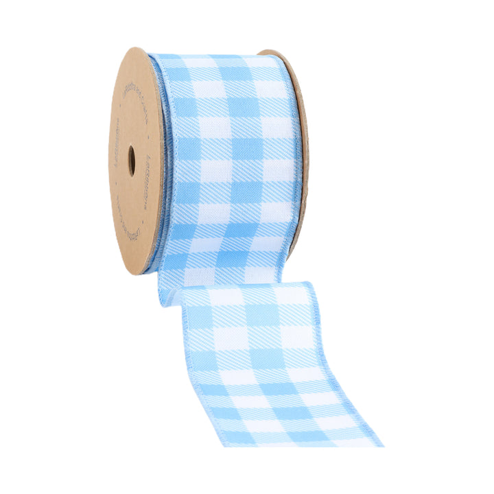 2 1/2" Wired Ribbon | White/Spring Gingham | 10 Yard Roll | 4 Color Options